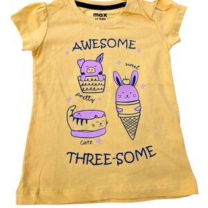 Max's Yellow Ice Cream Animal Print Short Sleeve Tee - Playful & Cozy  Summer